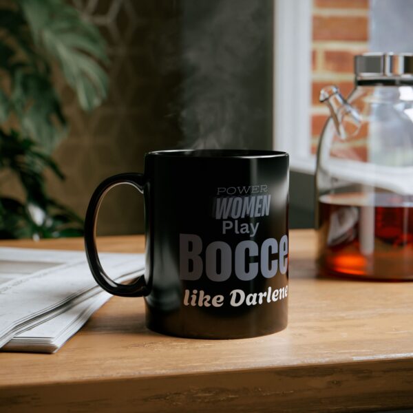 Power Women Play Bocce Black Mug