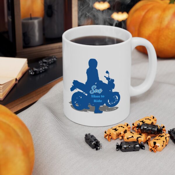 Personalized Likes to Ride a Motorcycle Ceramic Mug