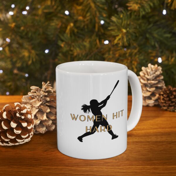Women Hit Hard in Baseball Ceramic Mug