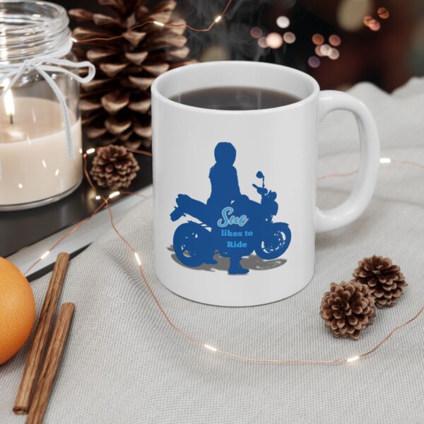 Personalized Likes to Ride a Motorcycle Ceramic Mug