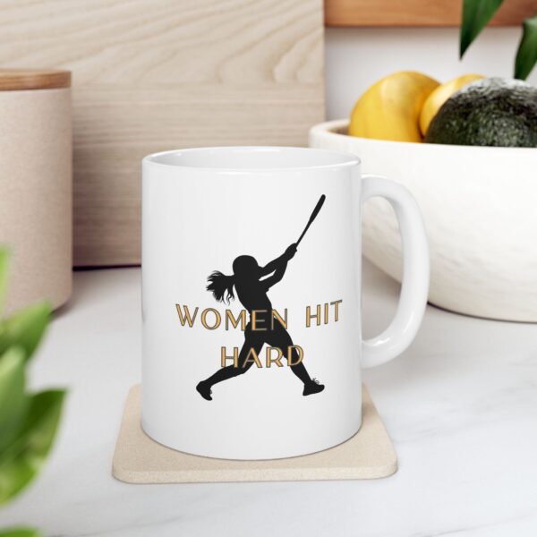 Women Hit Hard in Baseball Ceramic Mug