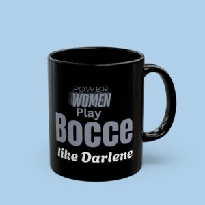 Power Women Play Bocce Black Mug