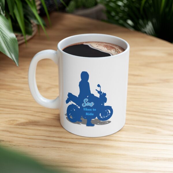 Personalized Likes to Ride a Motorcycle Ceramic Mug
