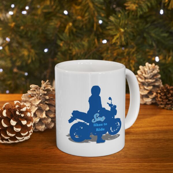 Personalized Likes to Ride a Motorcycle Ceramic Mug