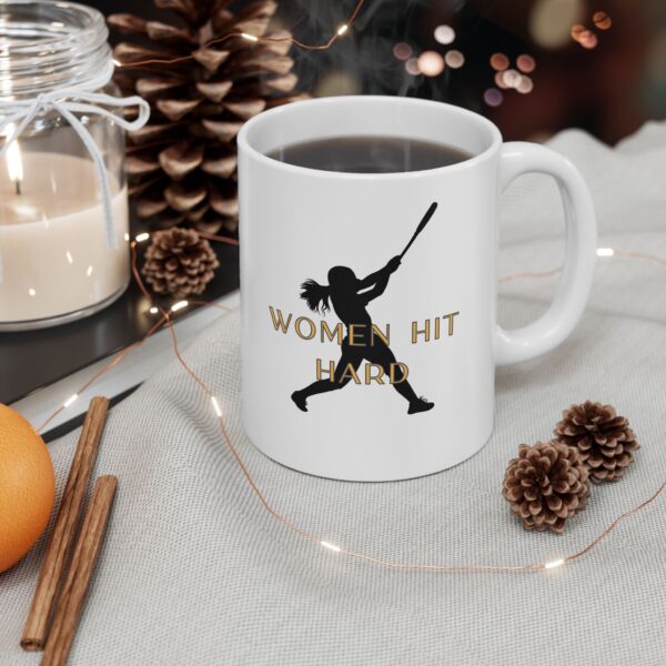 Women Hit Hard in Baseball Ceramic Mug