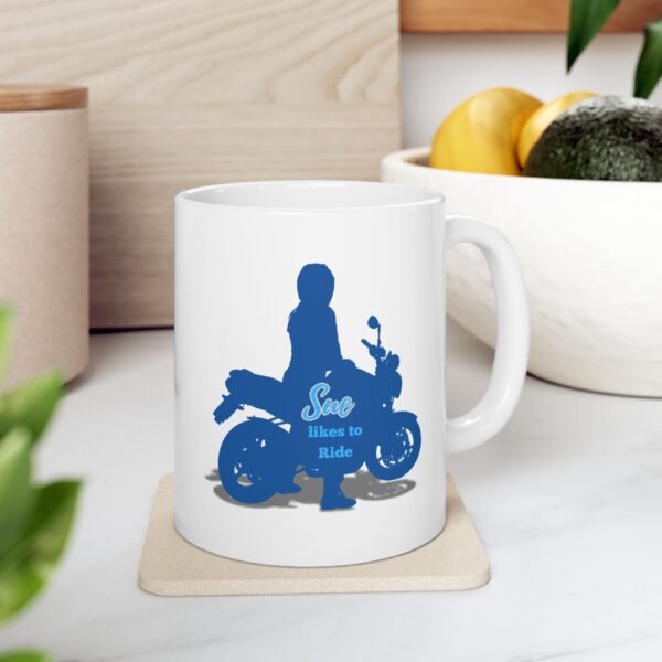 Personalized Likes to Ride a Motorcycle Ceramic Mug