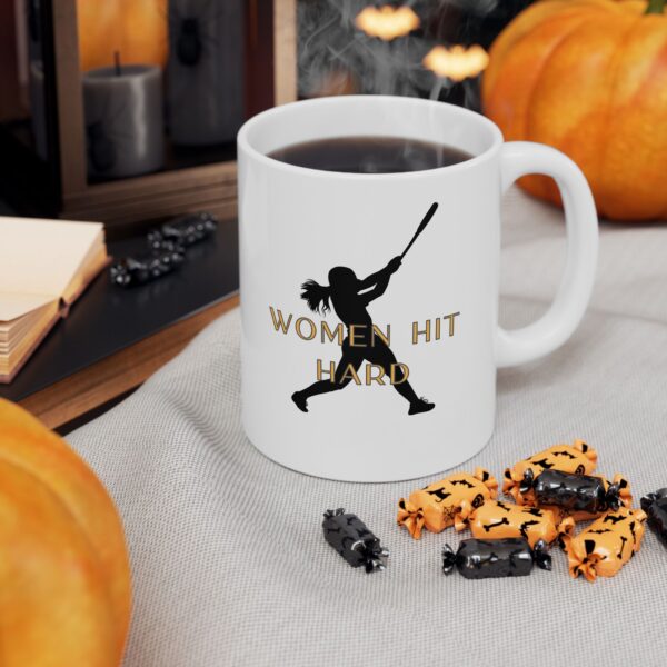 Women Hit Hard in Baseball Ceramic Mug
