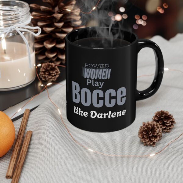 Power Women Play Bocce Black Mug