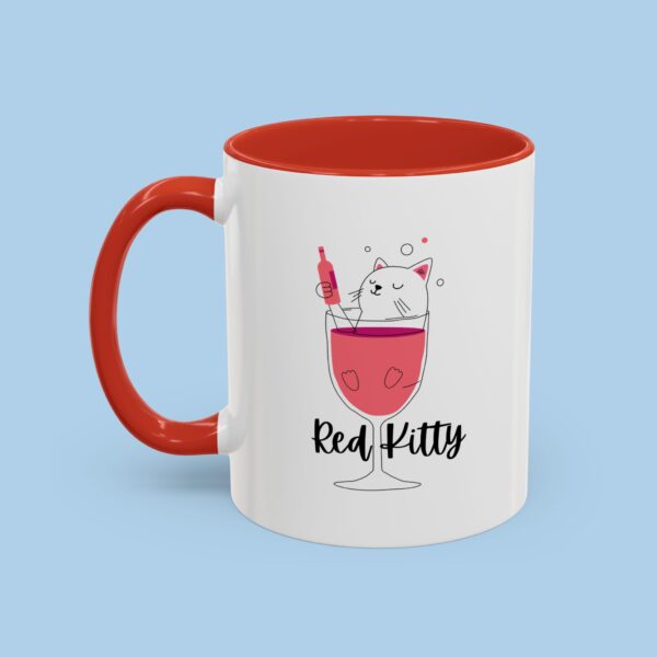 Red Kitty in the Wine Accent Coffee Mug, gifts for her, gifts for him, Cat, Pets, Wine