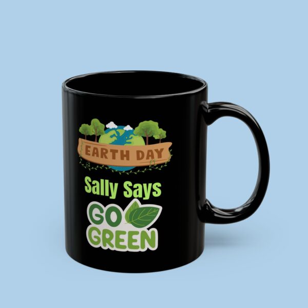 Personalized Earth Day Go Green Black Mug, gifts for her, gifts for him, Environment