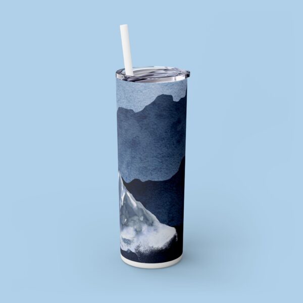 Mountain Scene Skinny Tumbler with Straw, 20oz