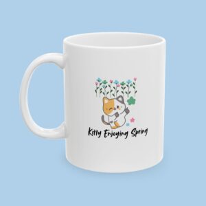Kitty Enjoying Spring Ceramic Mug