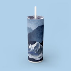 Mountain Scene Skinny Tumbler with Straw, 20oz