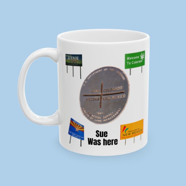 Personalized Four Corners and State Highway Signs Ceramic Mug