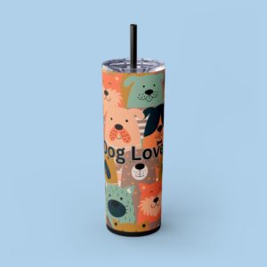 Dog Lover Skinny Tumbler with Straw, 20oz