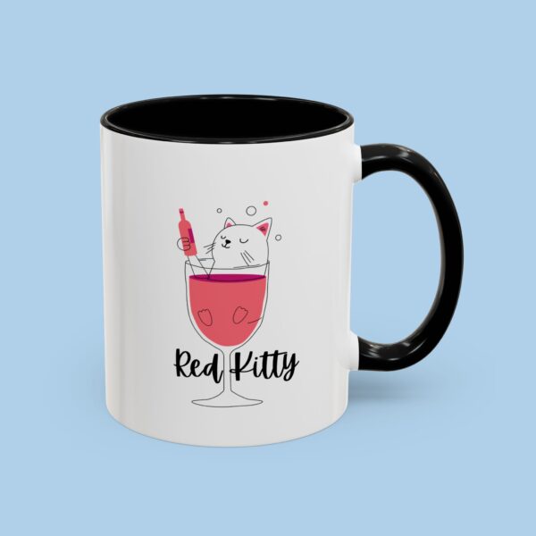 Red Kitty in the Wine Accent Coffee Mug, gifts for her, gifts for him, Cat, Pets, Wine